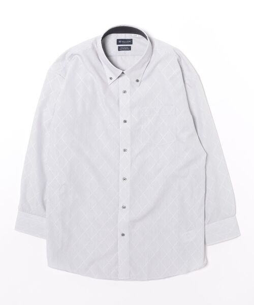 TOKYO SHIRTS(トウキョウシャツ)の「形態安定ノンアイロン ボタンダウン 長袖ビジネスワイシャツ(大きいサイズ・長いサイズ)(ビジネスシャツ・メンズ・グレー・首回り39cm-裄丈88cm/首回り41cm-裄丈90cm/首回り42cm-裄丈90cm/首回り43cm-裄丈90cm/首回り45cm-裄丈82cm/首回り45cm-裄丈86cm/首回り45cm-裄丈90cm/首回り47cm-裄丈86cm/首回り47cm-裄丈90cm)」の6枚目の写真