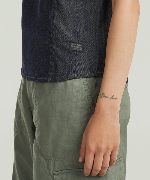 G-STAR(ジースター)の「Woven T-Shirt/バックデザインウーブンTシャツ(Tシャツ/カットソー・レディース・ダークインディゴブルー・X-SMALL/SMALL/MEDIUM)」の3枚目の写真