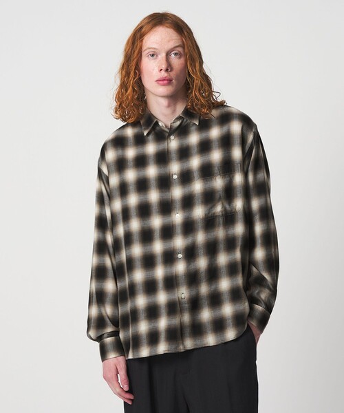 UNITED ARROWS & SONS（ユナイテッドアローズアンドサンズ）の「＜UNITED ARROWS & SONS＞ OMBRE CHECK REG SHIRT/シャツ（シャツ/ブラウス・メンズ・ブラック/マスタード・S/XL/M/L）」の3枚目の写真