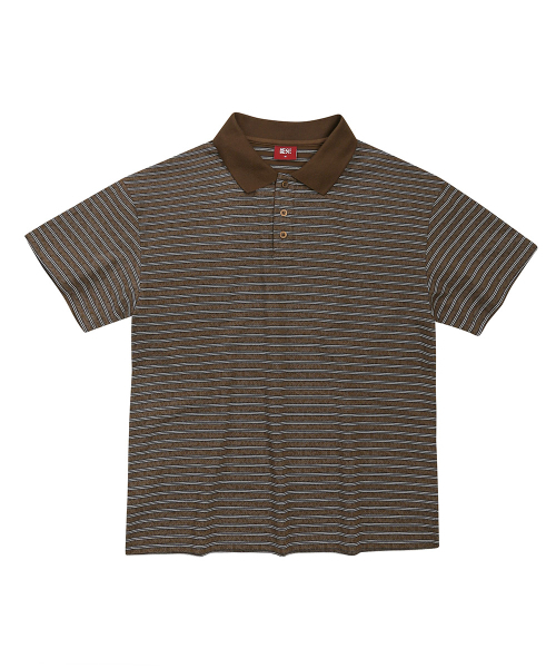 DESIRED（デシレッド）の「ストライプカラー半袖Tシャツ-FBSK5701D08（ポロシャツ・メンズ・ブラウン・MEDIUM/LARGE/X-LARGE）」の7枚目の写真