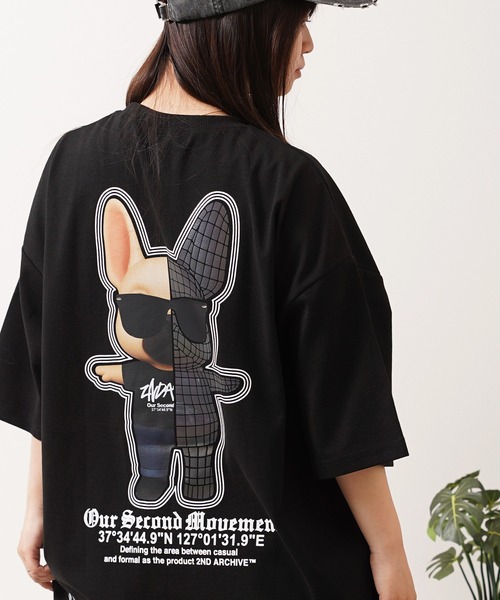 1111clothing(ワンフォークロージング)の「【2ND ARCHIVE】サングラスドッグ オーバーサイズ リフレクター 半袖Tシャツ / ビッグシルエット / ユニセックス(Tシャツ/カットソー・メンズ・ダークグリーン/ブラック/ホワイト/ライトカーキ・FREE)」の3枚目の写真