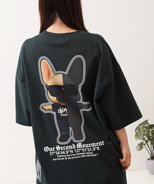 1111clothing(ワンフォークロージング)の「【2ND ARCHIVE】サングラスドッグ オーバーサイズ リフレクター 半袖Tシャツ / ビッグシルエット / ユニセックス(Tシャツ/カットソー・メンズ・ダークグリーン/ブラック/ホワイト/ライトカーキ・FREE)」の4枚目の写真