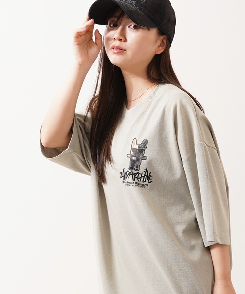 1111clothing(ワンフォークロージング)の「【2ND ARCHIVE】サングラスドッグ オーバーサイズ リフレクター 半袖Tシャツ / ビッグシルエット / ユニセックス(Tシャツ/カットソー・メンズ・ダークグリーン/ブラック/ホワイト/ライトカーキ・FREE)」の6枚目の写真
