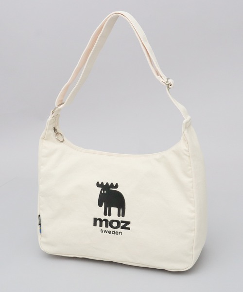 moz(モズ)の「キャンバス 広マチ ミドルサイズ ショルダーバッグ A4収納対応(ショルダーバッグ・レディース・グリーン/ホワイト/グレー/ブラック/ストライプ・FREE)」の6枚目の写真