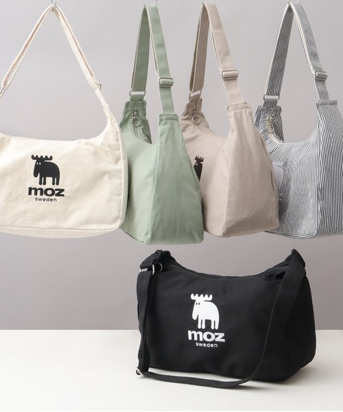 moz(モズ)の「キャンバス 広マチ ミドルサイズ ショルダーバッグ A4収納対応(ショルダーバッグ・レディース・グリーン/ホワイト/グレー/ブラック/ストライプ・FREE)」の16枚目の写真