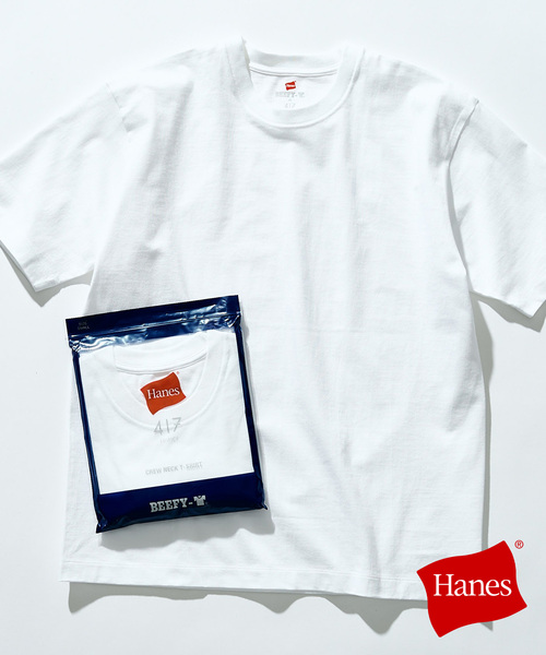 HANES(ヘインズ)の「【Hanes × 417 EDIFICE】別注 BEEFY CREW NECK T-SHIRT(MODERN FIT)(Tシャツ/カットソー・メンズ・ブラウン/ネイビー/ホワイト/ブラック・X-LARGE/LARGE/MEDIUM/SMALL)」の2枚目の写真