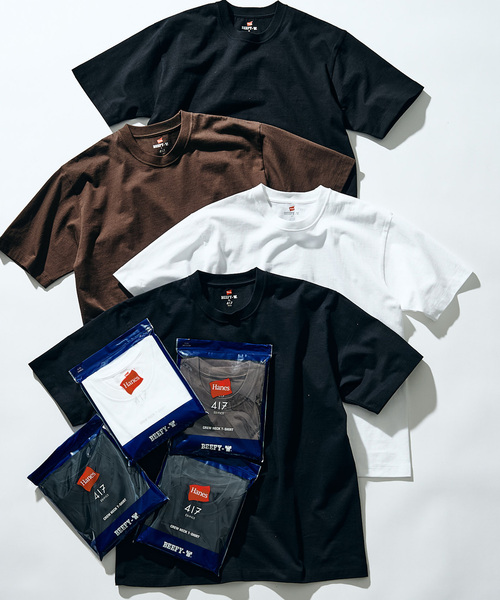 HANES(ヘインズ)の「【Hanes × 417 EDIFICE】別注 BEEFY CREW NECK T-SHIRT(MODERN FIT)(Tシャツ/カットソー・メンズ・ブラウン/ネイビー/ホワイト/ブラック・X-LARGE/LARGE/MEDIUM/SMALL)」の5枚目の写真