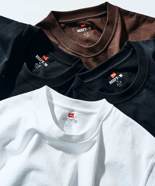 HANES(ヘインズ)の「【Hanes × 417 EDIFICE】別注 BEEFY CREW NECK T-SHIRT(MODERN FIT)(Tシャツ/カットソー・メンズ・ブラウン/ネイビー/ホワイト/ブラック・X-LARGE/LARGE/MEDIUM/SMALL)」の8枚目の写真
