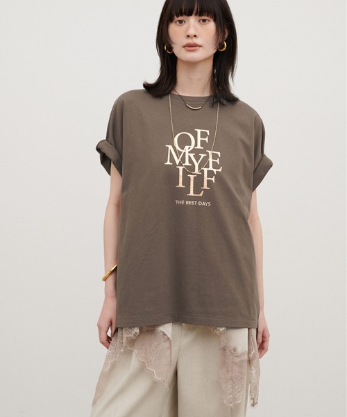 LARUTA(ラルータ)の「【LARUTA】汗染み防止バックスリットロゴT(Tシャツ/カットソー・レディース・スミクロ/ブラウン/オフホワイト・FREE)」の19枚目の写真