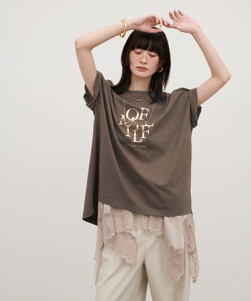 LARUTA(ラルータ)の「【LARUTA】汗染み防止バックスリットロゴT(Tシャツ/カットソー・レディース・スミクロ/ブラウン/オフホワイト・FREE)」の18枚目の写真