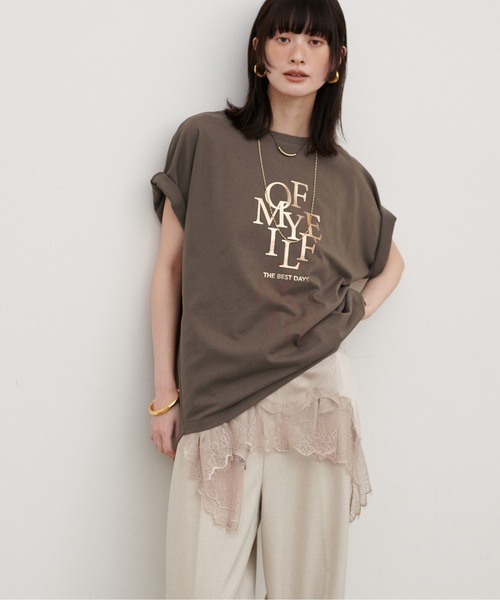 LARUTA(ラルータ)の「【LARUTA】汗染み防止バックスリットロゴT(Tシャツ/カットソー・レディース・スミクロ/ブラウン/オフホワイト・FREE)」の20枚目の写真