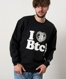 msw1881- T-C裏毛起毛 I LOVE Btc カラークリスタルスエットシャツ(624-02913)