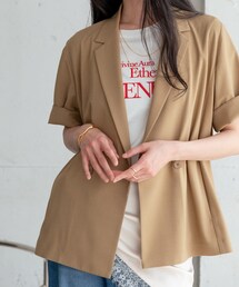GALLEST（ギャレスト）の「Comfy SET UP|ハーフスリーブジャケット【セットアップ対応/通勤/接触冷感/UVカット】（テーラードジャケット）」