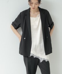 GALLEST（ギャレスト）の「Comfy SET UP|ハーフスリーブジャケット【セットアップ対応/通勤/接触冷感/UVカット】（テーラードジャケット）」
