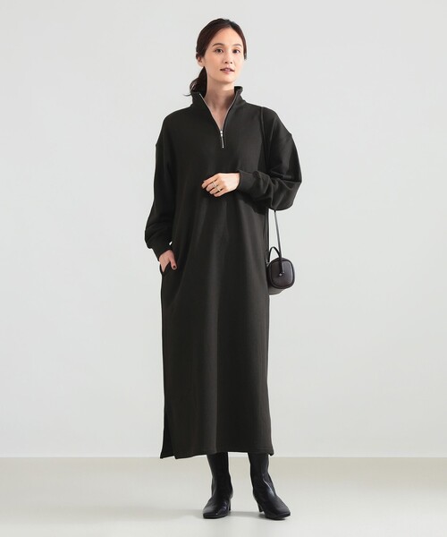 Demi-Luxe BEAMS(デミルクス ビームス)の「【別注】SLOANE / 裏毛 ハーフジップ ワンピース(ワンピース・レディース・ブルー系その他4/ダークグリーン・1/2)」の1枚目の写真