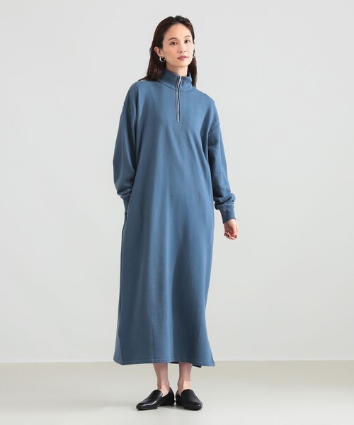 Demi-Luxe BEAMS(デミルクス ビームス)の「【別注】SLOANE / 裏毛 ハーフジップ ワンピース(ワンピース・レディース・ブルー系その他4/ダークグリーン・1/2)」の3枚目の写真
