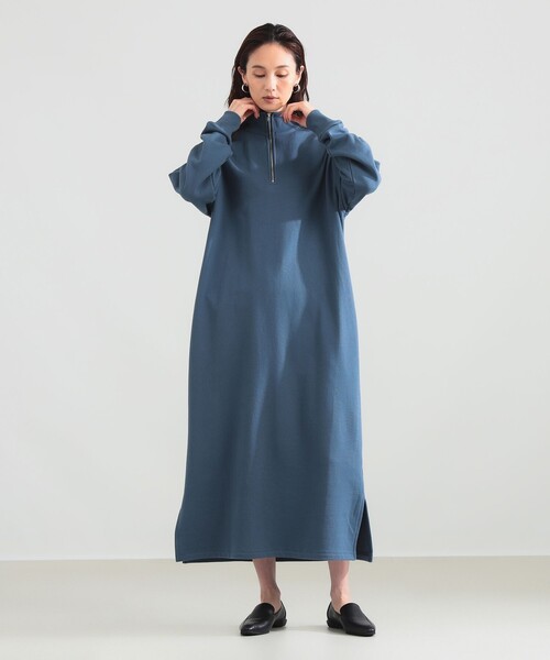 Demi-Luxe BEAMS(デミルクス ビームス)の「【別注】SLOANE / 裏毛 ハーフジップ ワンピース(ワンピース・レディース・ブルー系その他4/ダークグリーン・1/2)」の5枚目の写真