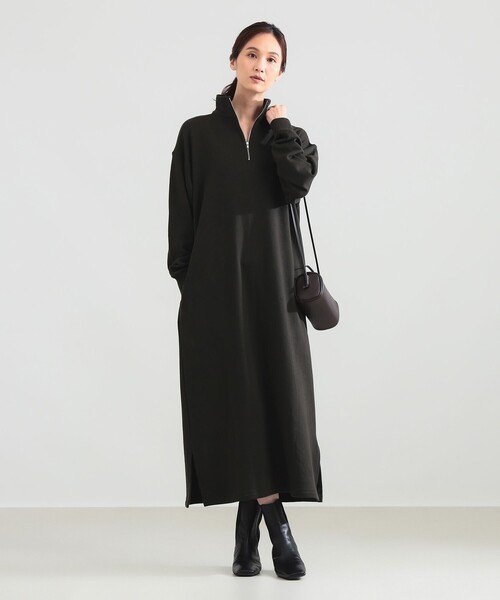 Demi-Luxe BEAMS(デミルクス ビームス)の「【別注】SLOANE / 裏毛 ハーフジップ ワンピース(ワンピース・レディース・ブルー系その他4/ダークグリーン・1/2)」の6枚目の写真