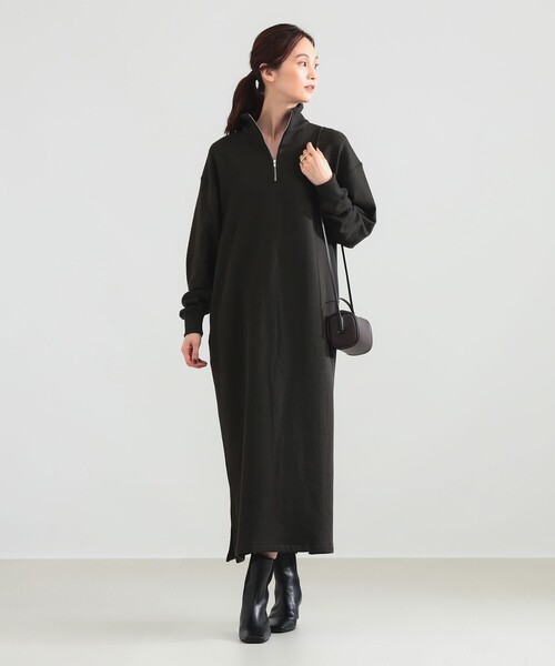 Demi-Luxe BEAMS(デミルクス ビームス)の「【別注】SLOANE / 裏毛 ハーフジップ ワンピース(ワンピース・レディース・ブルー系その他4/ダークグリーン・1/2)」の7枚目の写真