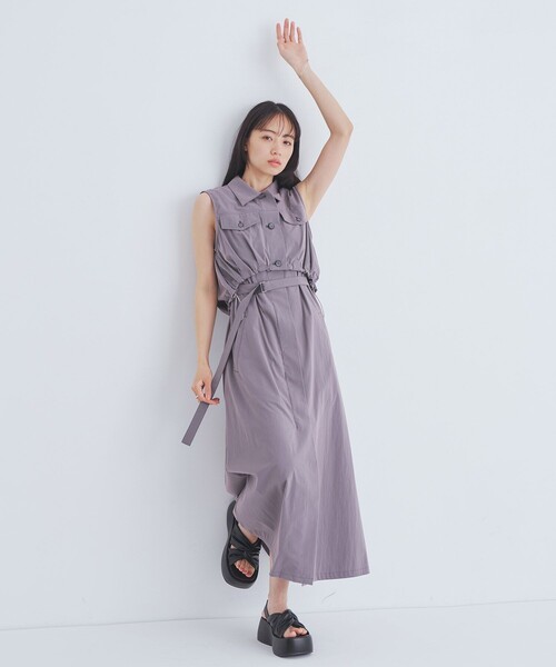 UNITED TOKYO(ユナイテッドトウキョウ)の「バルーンブルゾンSETワンピース|ウォッシャブル/3WAY/細見え/夏服(ワンピース・レディース・ブラック/カーキ/グレー・1/2)」の2枚目の写真