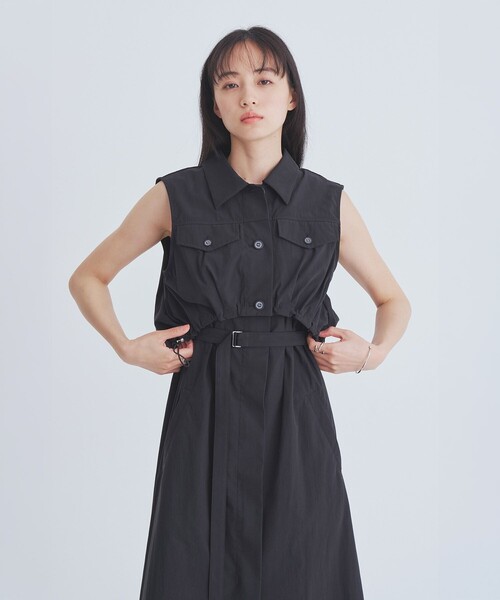 UNITED TOKYO(ユナイテッドトウキョウ)の「バルーンブルゾンSETワンピース|ウォッシャブル/3WAY/細見え/夏服(ワンピース・レディース・ブラック/カーキ/グレー・1/2)」の6枚目の写真