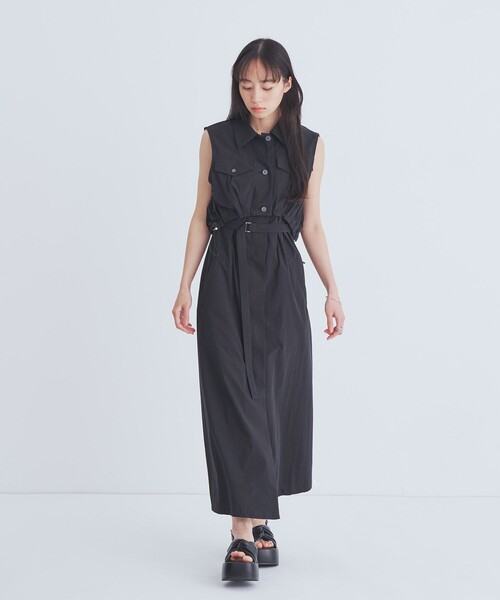 UNITED TOKYO(ユナイテッドトウキョウ)の「バルーンブルゾンSETワンピース|ウォッシャブル/3WAY/細見え/夏服(ワンピース・レディース・ブラック/カーキ/グレー・1/2)」の9枚目の写真