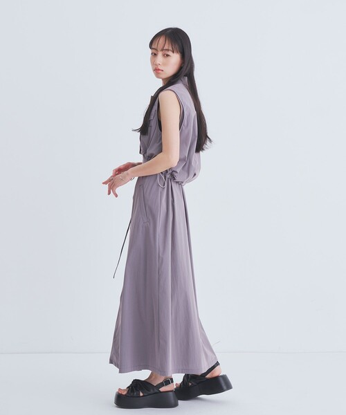UNITED TOKYO(ユナイテッドトウキョウ)の「バルーンブルゾンSETワンピース|ウォッシャブル/3WAY/細見え/夏服(ワンピース・レディース・ブラック/カーキ/グレー・1/2)」の22枚目の写真