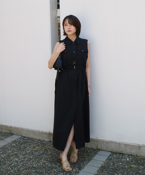 UNITED TOKYO(ユナイテッドトウキョウ)の「バルーンブルゾンSETワンピース|ウォッシャブル/3WAY/細見え/夏服(ワンピース・レディース・ブラック/カーキ/グレー・1/2)」の4枚目の写真