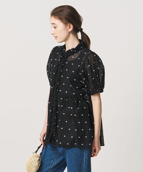 UNITED ARROWS(ユナイテッドアローズ)の「2トーン ドット ジャガード シャツ(シャツ/ブラウス・レディース・オフホワイト/ブラック/ネイビー・FREE)」の13枚目の写真