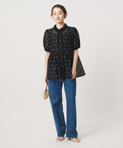 UNITED ARROWS(ユナイテッドアローズ)の「2トーン ドット ジャガード シャツ(シャツ/ブラウス・レディース・オフホワイト/ブラック/ネイビー・FREE)」の14枚目の写真