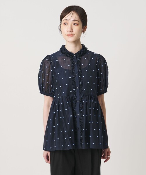 UNITED ARROWS(ユナイテッドアローズ)の「2トーン ドット ジャガード シャツ(シャツ/ブラウス・レディース・オフホワイト/ブラック/ネイビー・FREE)」の15枚目の写真
