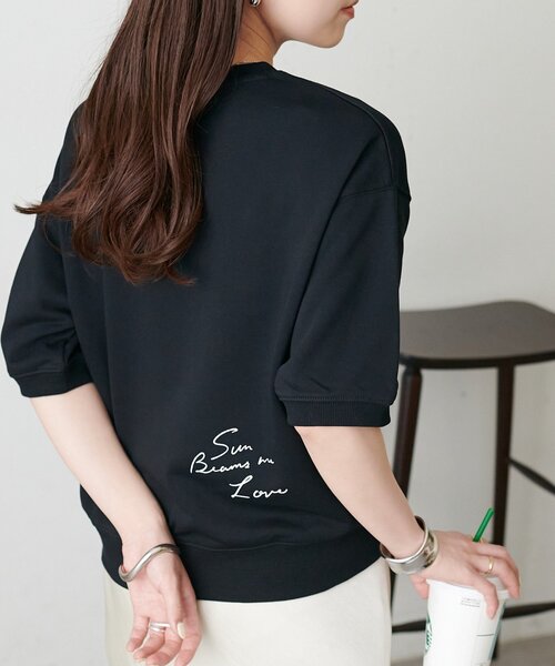 DISCOAT(ディスコート)の「ミニ裏毛ロゴ半袖スウェット(Tシャツ/カットソー・レディース・グレー/オフホワイト/ブラック・FREE)」の1枚目の写真
