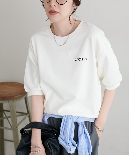DISCOAT(ディスコート)の「ミニ裏毛ロゴ半袖スウェット(Tシャツ/カットソー・レディース・グレー/オフホワイト/ブラック・FREE)」の4枚目の写真