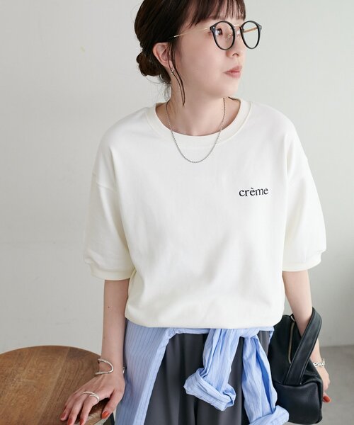 DISCOAT(ディスコート)の「ミニ裏毛ロゴ半袖スウェット(Tシャツ/カットソー・レディース・グレー/オフホワイト/ブラック・FREE)」の5枚目の写真