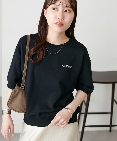 DISCOAT(ディスコート)の「ミニ裏毛ロゴ半袖スウェット(Tシャツ/カットソー・レディース・グレー/オフホワイト/ブラック・FREE)」の13枚目の写真