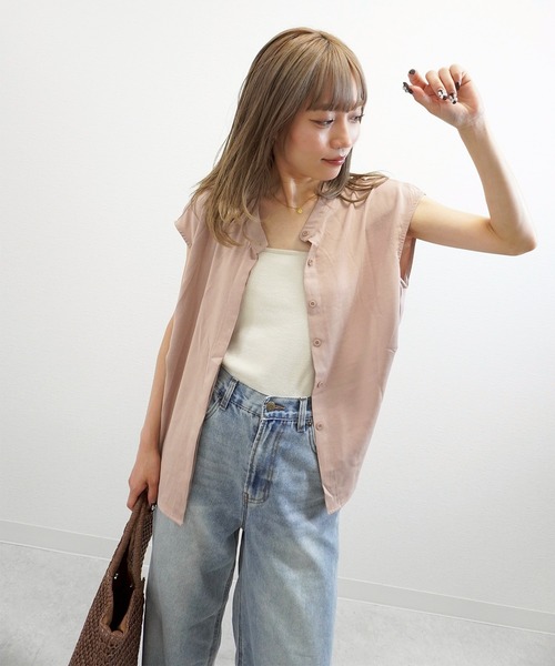 gossara(ゴサラ)の「【ラフに着映える】フレンチスリーブスキッパーブラウス(シャツ/ブラウス・レディース・アイボリー/チャコールグレー/ベージュ/ピンク・FREE)」の10枚目の写真