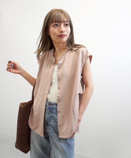 gossara(ゴサラ)の「【ラフに着映える】フレンチスリーブスキッパーブラウス(シャツ/ブラウス・レディース・アイボリー/チャコールグレー/ベージュ/ピンク・FREE)」の9枚目の写真