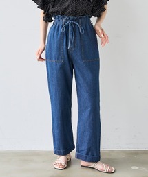 mil | フリルウエスト ステッチワーク デニムパンツ【587220】(デニムパンツ)