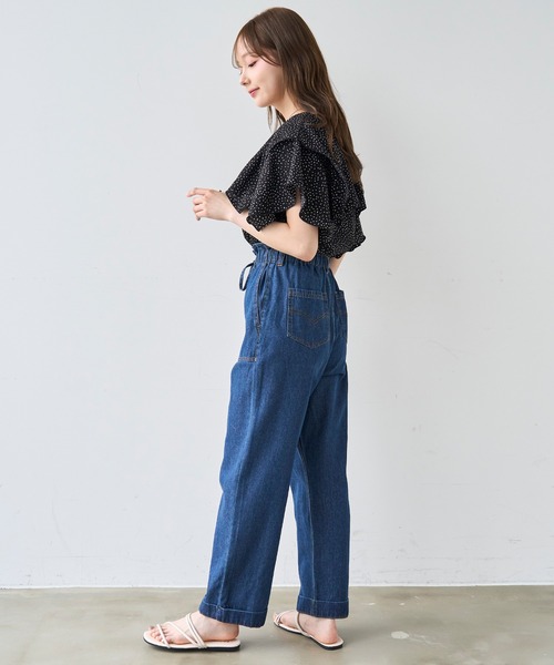 mil(ミル)の「フリルウエスト ステッチワーク デニムパンツ【587220】(デニムパンツ・レディース・サックスブルー/インディゴブルー・S-Short/M-Regular/M-Short/S-Regular)」の15枚目の写真