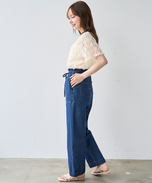mil(ミル)の「フリルウエスト ステッチワーク デニムパンツ【587220】(デニムパンツ・レディース・サックスブルー/インディゴブルー・S-Short/M-Regular/M-Short/S-Regular)」の22枚目の写真