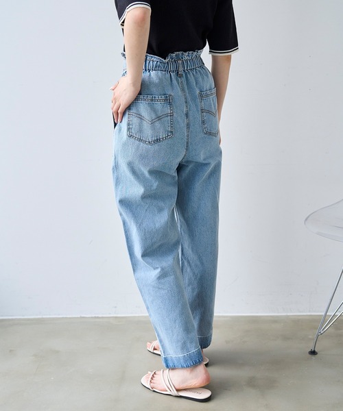 mil(ミル)の「フリルウエスト ステッチワーク デニムパンツ【587220】(デニムパンツ・レディース・サックスブルー/インディゴブルー・S-Short/M-Regular/M-Short/S-Regular)」の10枚目の写真