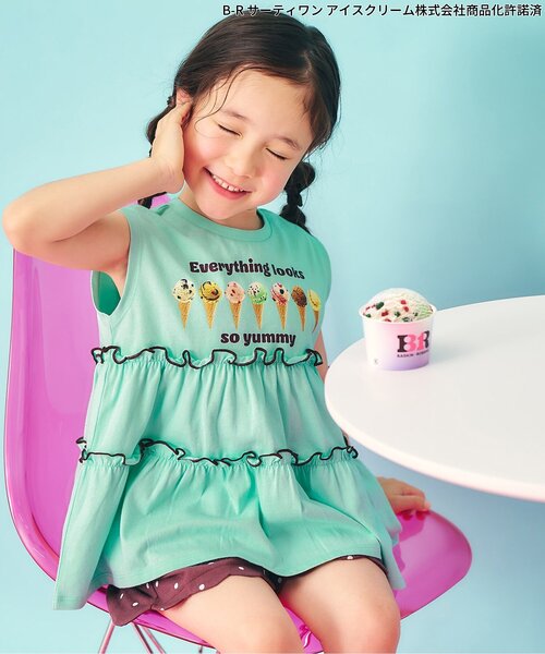 apres les cours(アプレレクール)の「サーティワン ティアードトップス(Tシャツ/カットソー・キッズ・チャコール/ミント/アイボリー・80/120/130/140/100/90/110)」の3枚目の写真