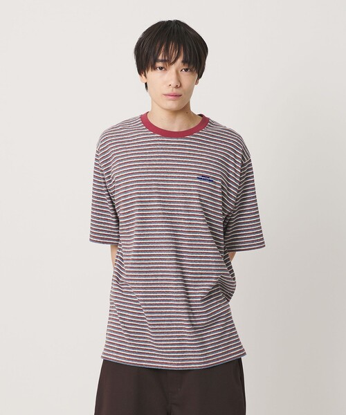 NICE WEATHER（ナイスウェザー）の「＜NICE WEATHER＞マルチボーダー Tシャツ（Tシャツ/カットソー・メンズ・イエロー/ケリーグリーン/ワイン・S/M/L）」の3枚目の写真
