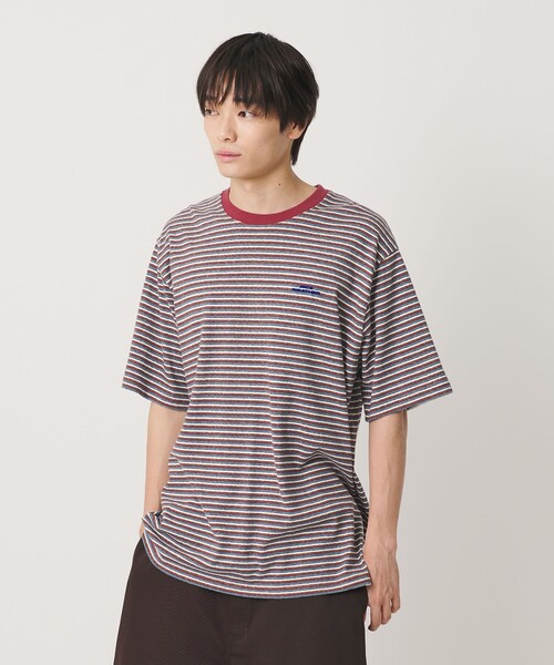 NICE WEATHER（ナイスウェザー）の「＜NICE WEATHER＞マルチボーダー Tシャツ（Tシャツ/カットソー・メンズ・イエロー/ケリーグリーン/ワイン・S/M/L）」の4枚目の写真