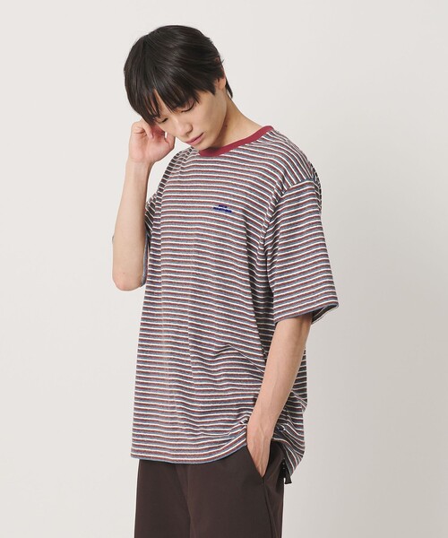 NICE WEATHER（ナイスウェザー）の「＜NICE WEATHER＞マルチボーダー Tシャツ（Tシャツ/カットソー・メンズ・イエロー/ケリーグリーン/ワイン・S/M/L）」の5枚目の写真
