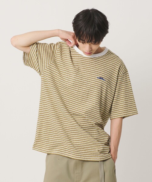 NICE WEATHER（ナイスウェザー）の「＜NICE WEATHER＞マルチボーダー Tシャツ（Tシャツ/カットソー・メンズ・イエロー/ケリーグリーン/ワイン・S/M/L）」の9枚目の写真