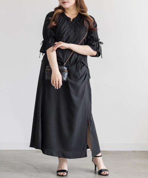 CLETTE(クレット)の「CLETTEオリジナルドロストデザインブラウス(シャツ/ブラウス・レディース・オリーブ/ブラック/イエロー・4L/3L/LL)」の6枚目の写真
