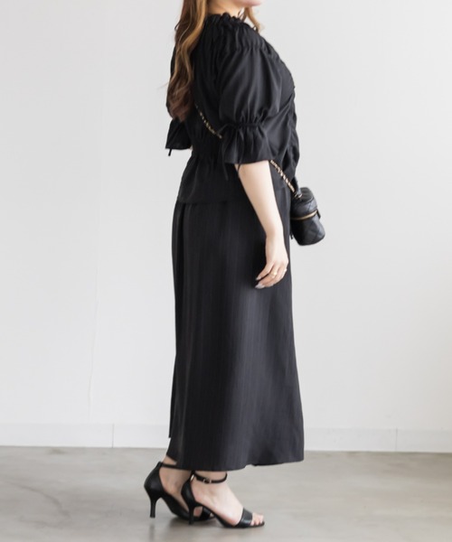CLETTE(クレット)の「CLETTEオリジナルドロストデザインブラウス(シャツ/ブラウス・レディース・オリーブ/ブラック/イエロー・4L/3L/LL)」の7枚目の写真