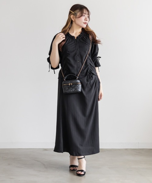 CLETTE(クレット)の「CLETTEオリジナルドロストデザインブラウス(シャツ/ブラウス・レディース・オリーブ/ブラック/イエロー・4L/3L/LL)」の5枚目の写真