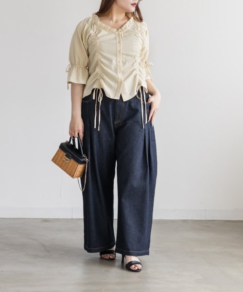 CLETTE(クレット)の「CLETTEオリジナルドロストデザインブラウス(シャツ/ブラウス・レディース・オリーブ/ブラック/イエロー・4L/3L/LL)」の12枚目の写真